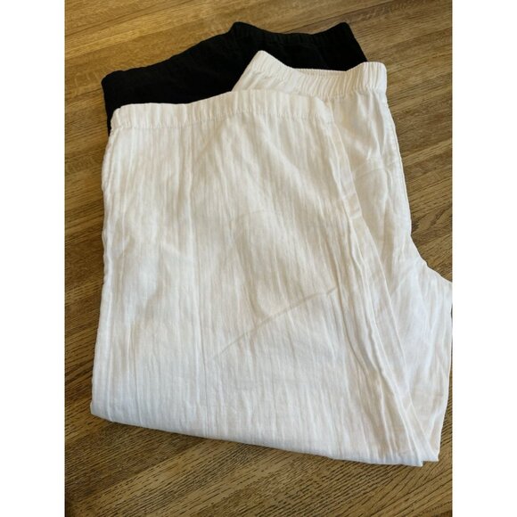 Old Navy Womens Linen Blend Pants LG Wide Leg High Rise Crop Bundle Lot Black - Picture 3 of 12